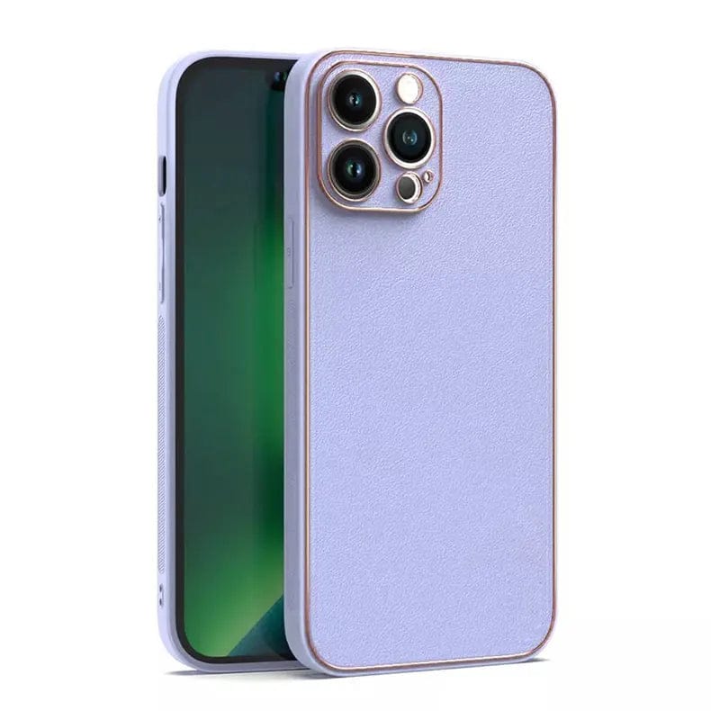 Electroplating Leather Texture TPU Edge Case for iPhone Back Cases iPhone 12 Pro / Lavender Blue