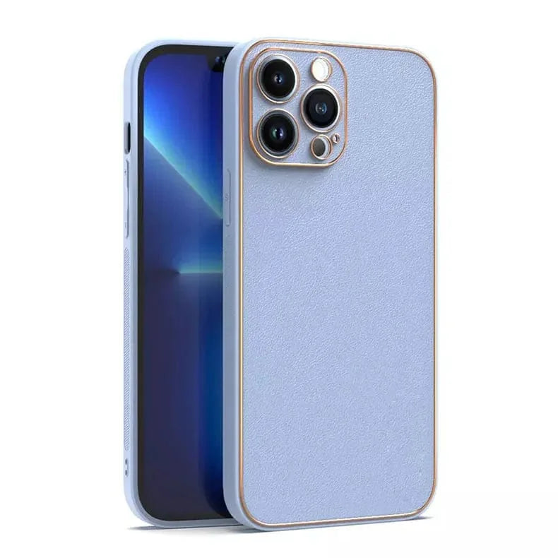 Electroplating Leather Texture TPU Edge Hard Case for iPhone 12 Pro