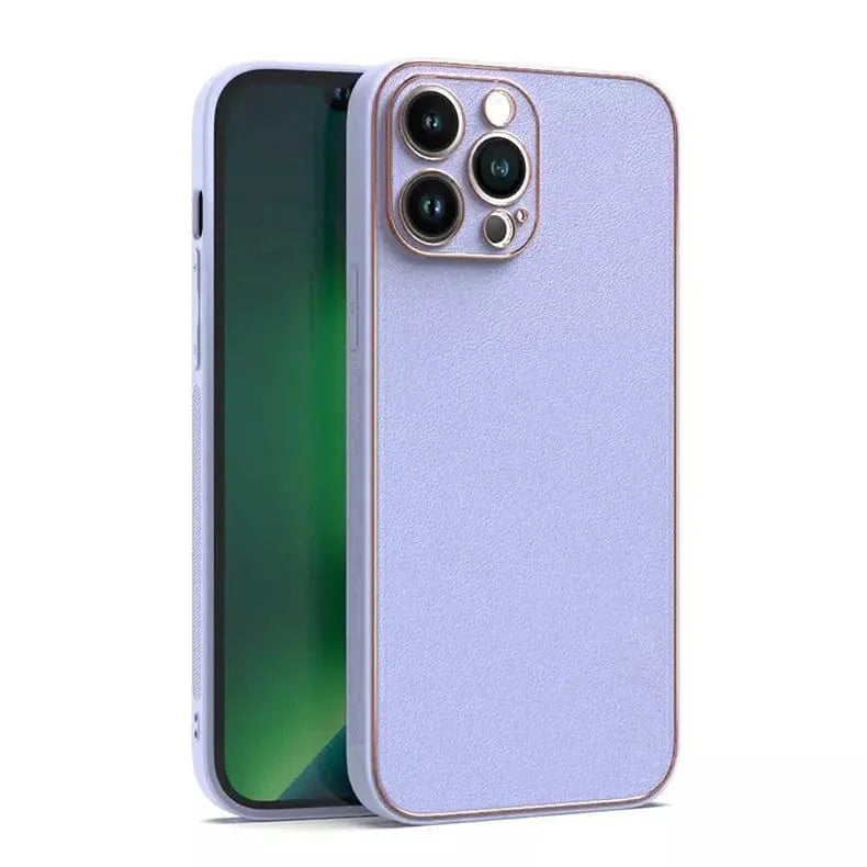 Electroplating Leather Texture TPU Edge Hard Case for iPhone 12 Pro