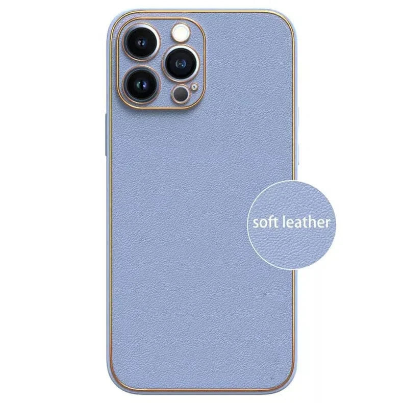Electroplating Leather Texture TPU Edge Hard Case for iPhone 14 Plus