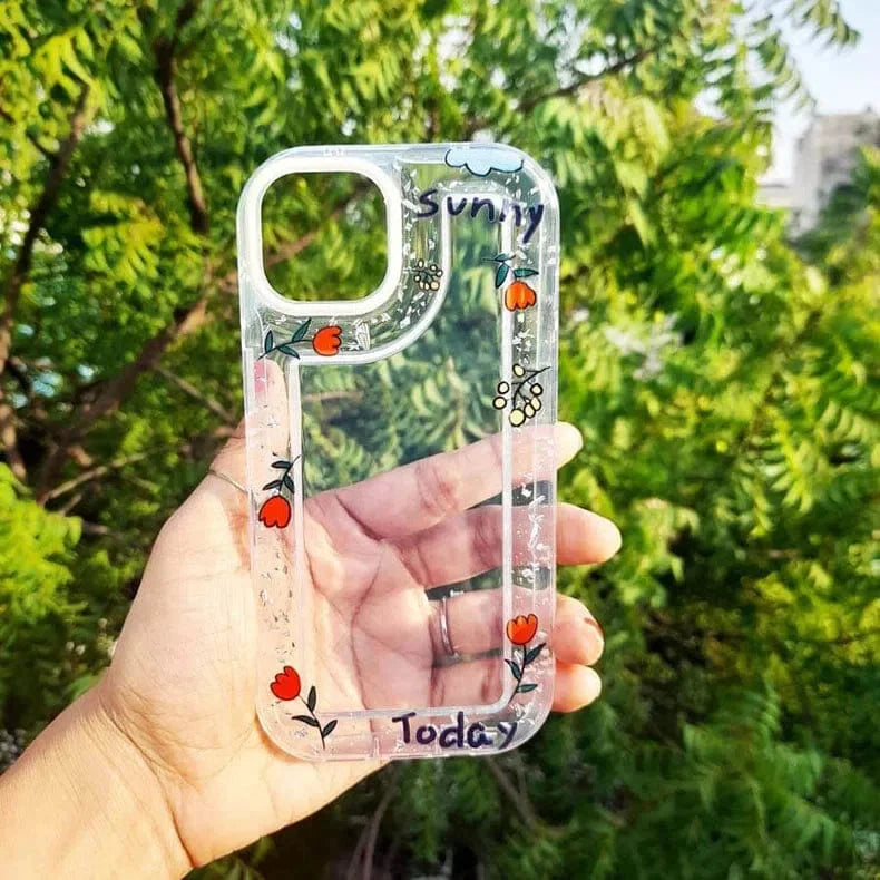 Floral Print Clear Soft Case for iPhone 14 Pro