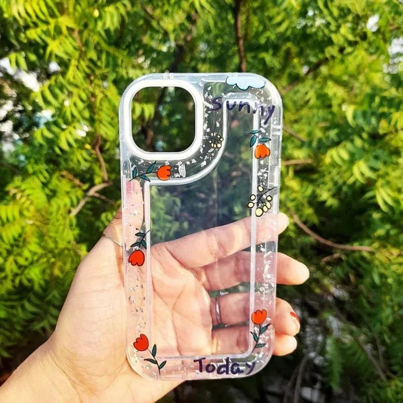 Floral Print Clear Soft Case for iPhone 14