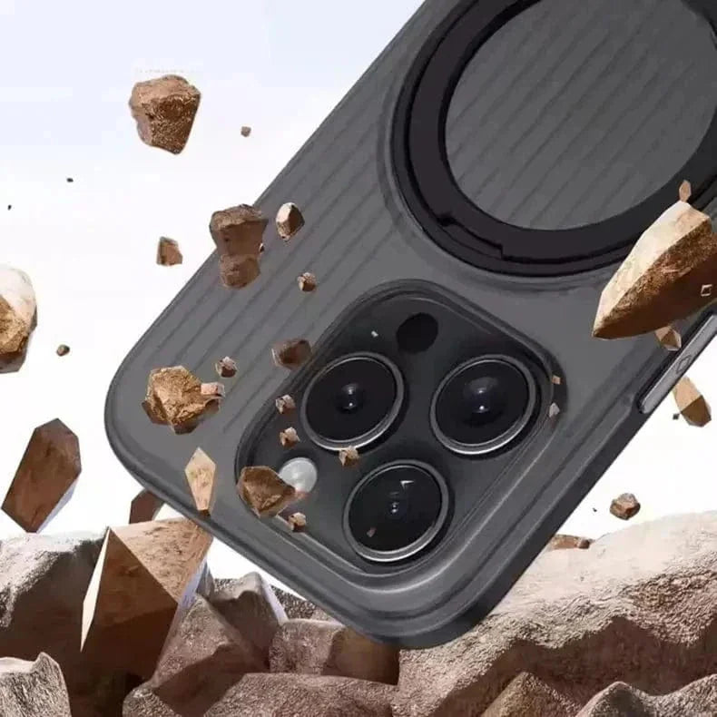 Fluted Texture Magnetic Kickstand Matte Case for iPhone 16