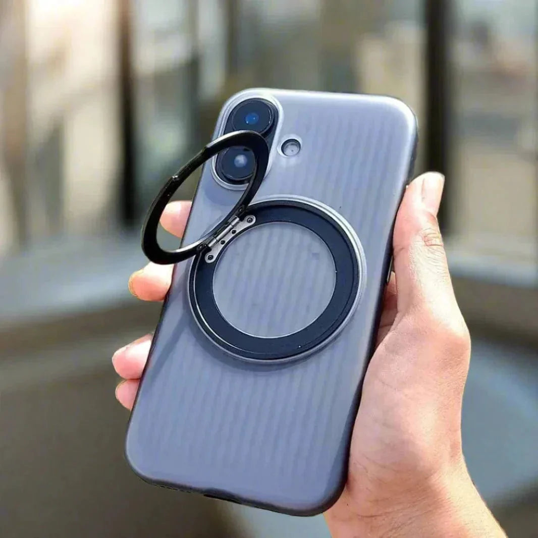 Fluted Texture Magnetic Kickstand Matte Case for iPhone 16