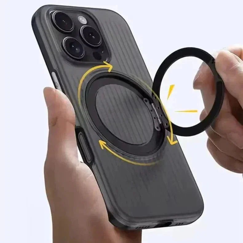 Fluted Texture Magnetic Kickstand Matte Case for iPhone 16 Plus