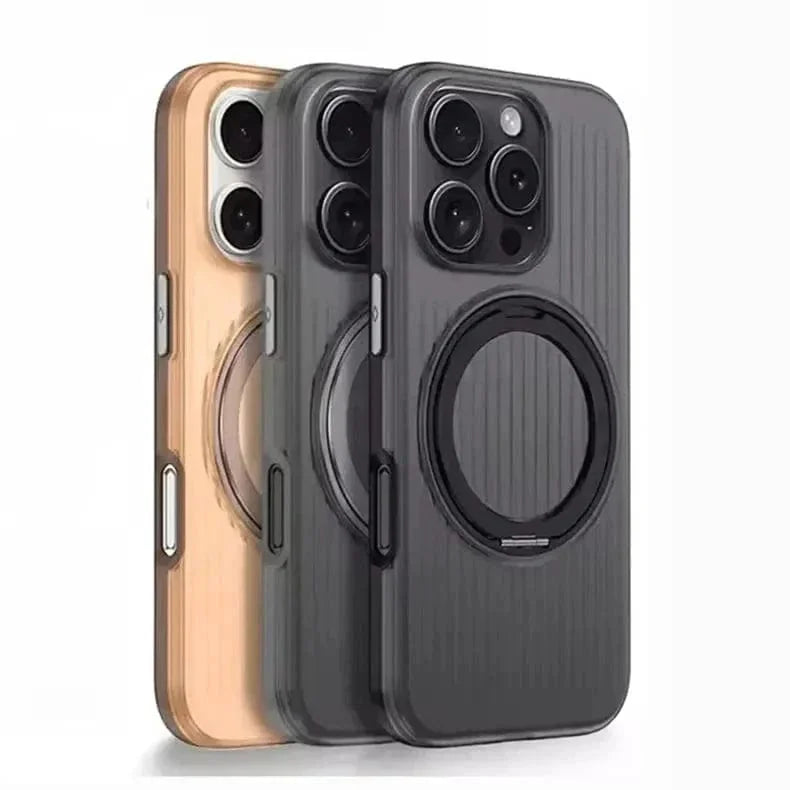 Fluted Texture Magnetic Kickstand Matte Case for iPhone 16 Pro