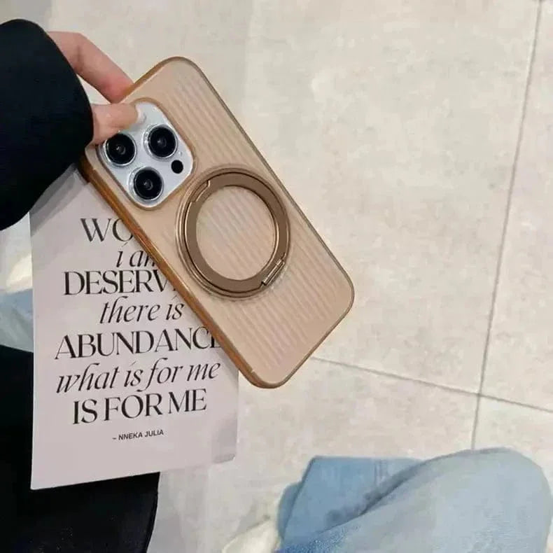 Fluted Texture Magnetic Kickstand Matte Case for iPhone 16 Pro Max