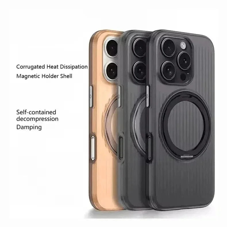 Fluted Texture Magnetic Kickstand Matte Case for iPhone 16 Pro Max