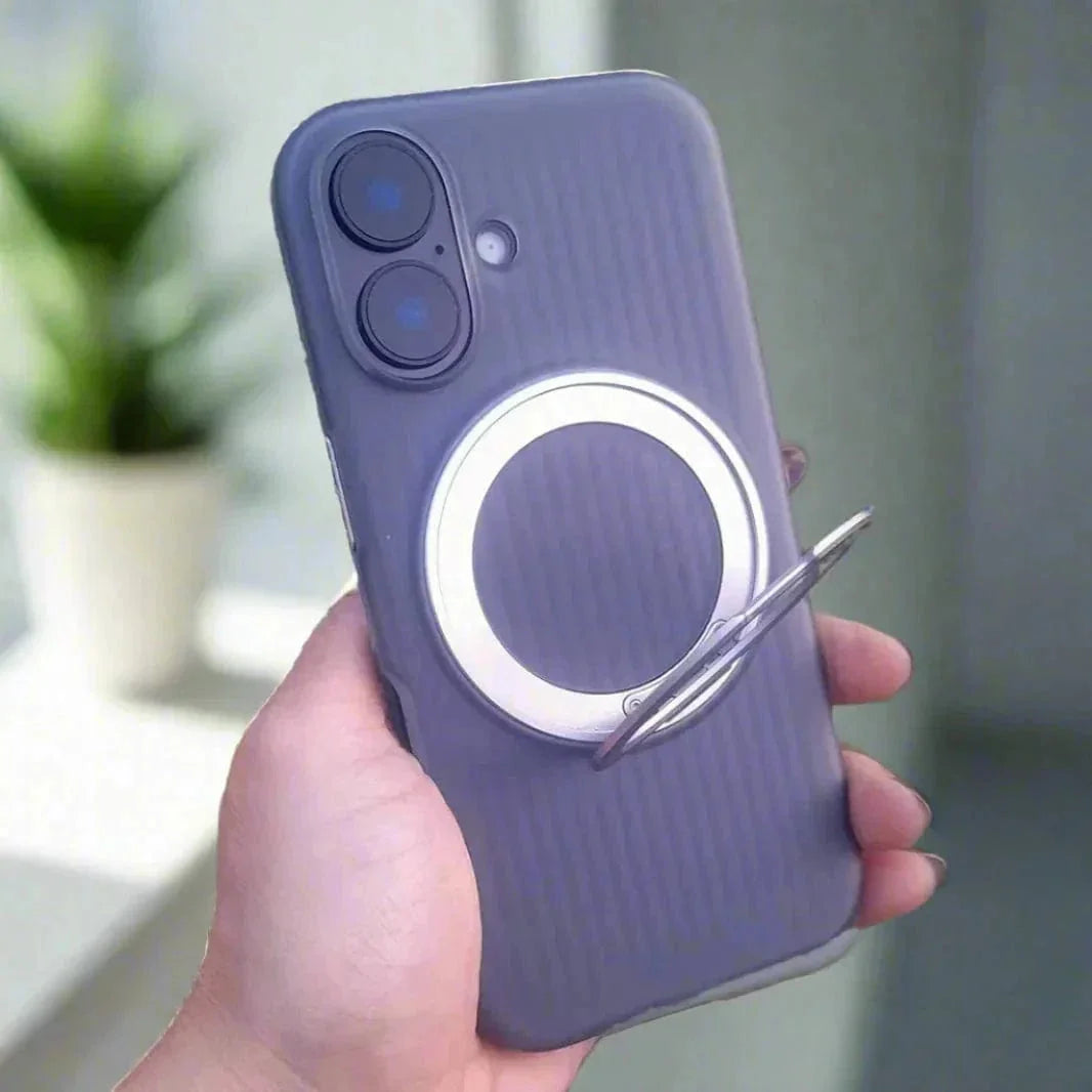 Fluted Texture Magnetic Kickstand Matte Case for iPhone 16