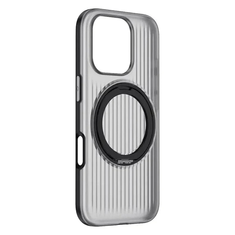 Fluted Texture Magnetic kickstand Matte Case for iPhone 16 Plus Black With MagSafe Back Cases