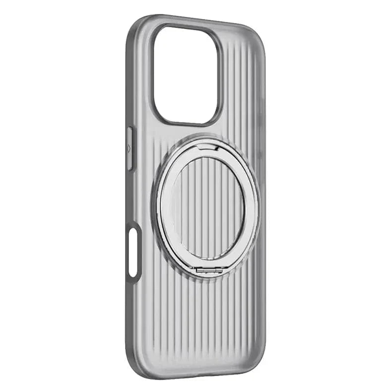 Fluted Texture Magnetic kickstand Matte Case for iPhone 15 Silver With MagSafe Back Cases