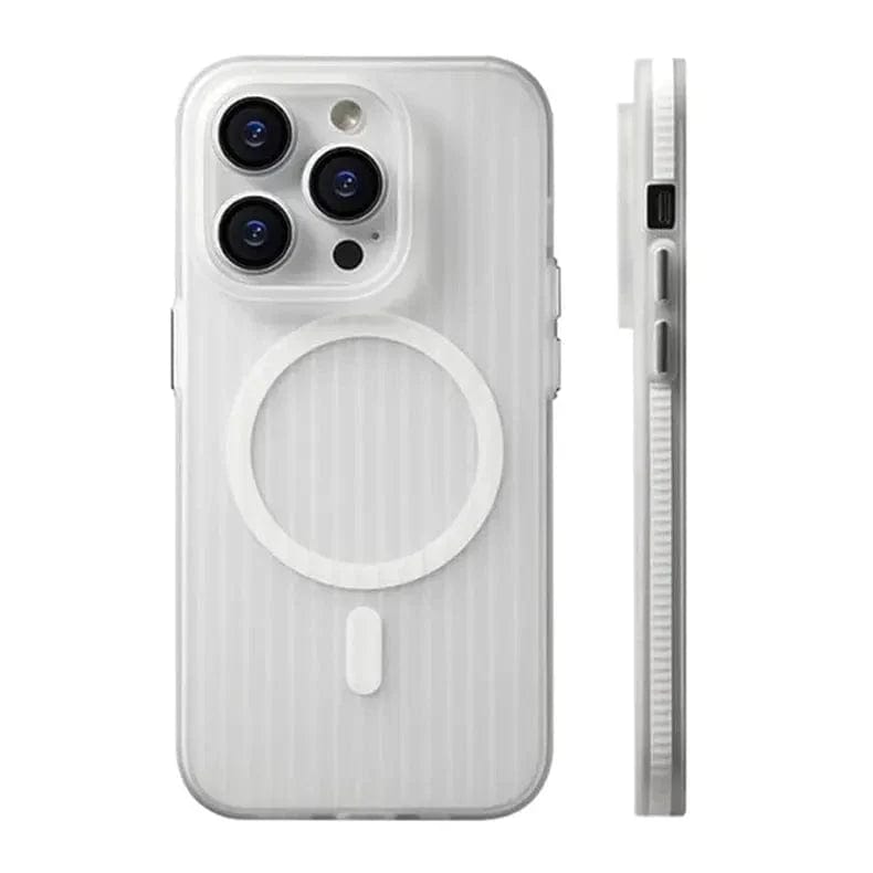 Fluted Texture MagSafe Matte Case for iPhone Back Cases iPhone 16 Pro Max / With MagSafe / white