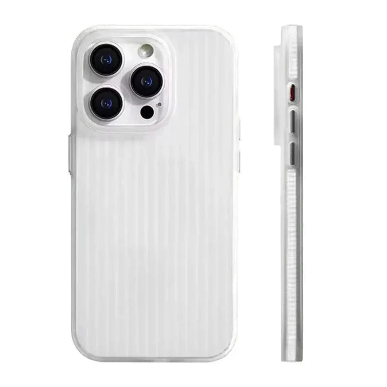 Fluted Texture MagSafe Matte Case for iPhone 15 Pro White Without MagSafe Back Cases