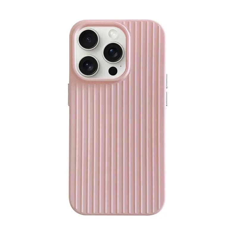 Fluted Texture MagSafe Silicone Soft Touch MagSafe PC Case for iPhone Back Cases iPhone 15 Pro / Without MagSafe / Pink