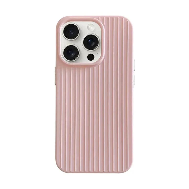 Fluted Texture Silicone Soft Touch MagSafe PC Case for iPhone 15 Pro Pink Without MagSafe Back Cases