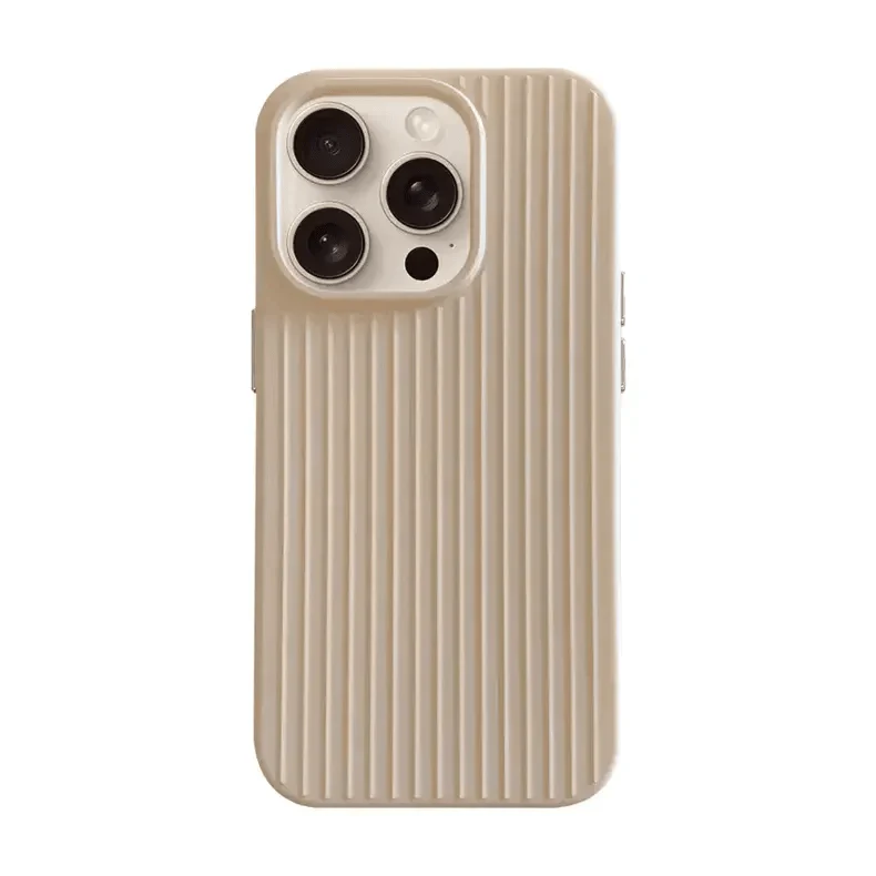 Fluted Texture Silicone Soft Touch MagSafe PC Case for iPhone 15 Pro Oxide White Back Cases