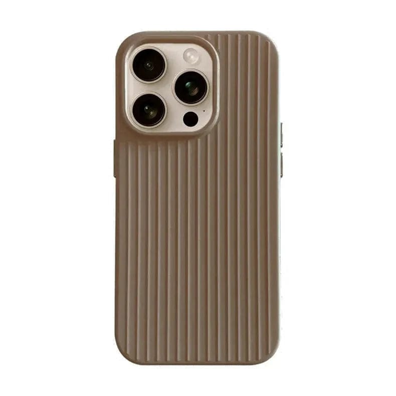 Fluted Texture MagSafe Silicone Soft Touch MagSafe PC Case for iPhone Back Cases iPhone 15 Pro Max / With MagSafe / Khaki