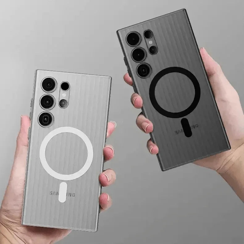 Fluted Texture MagSafe Transparent Case for Samsung S23 Ultra