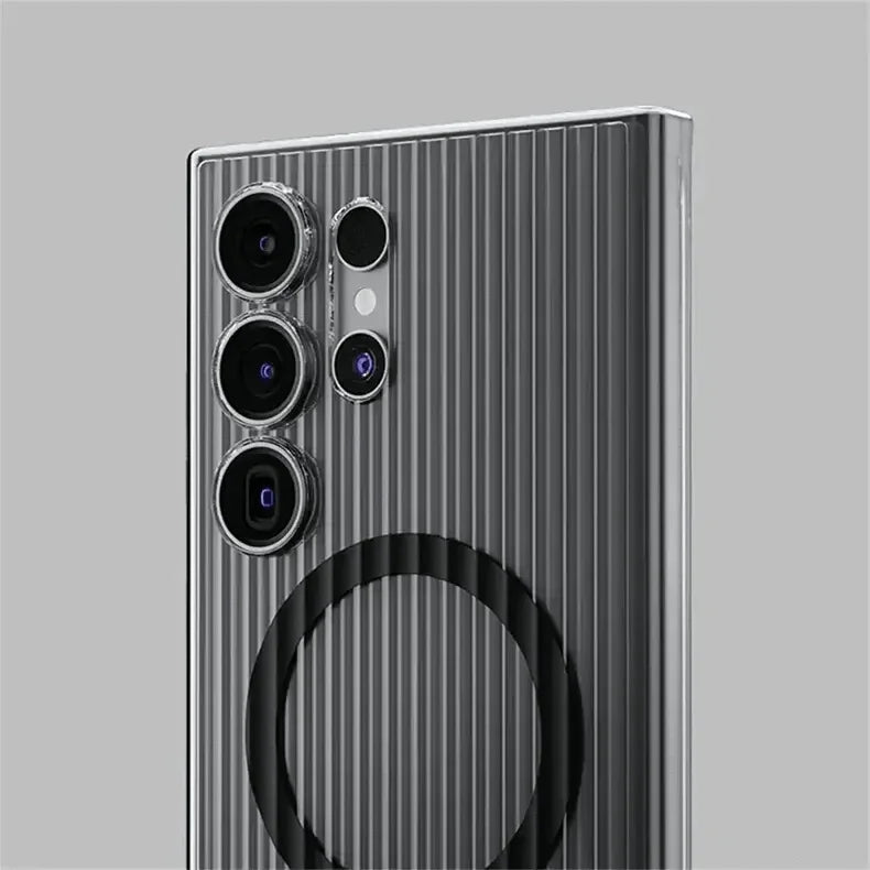 Fluted Texture MagSafe Transparent Case for Samsung S23 Ultra