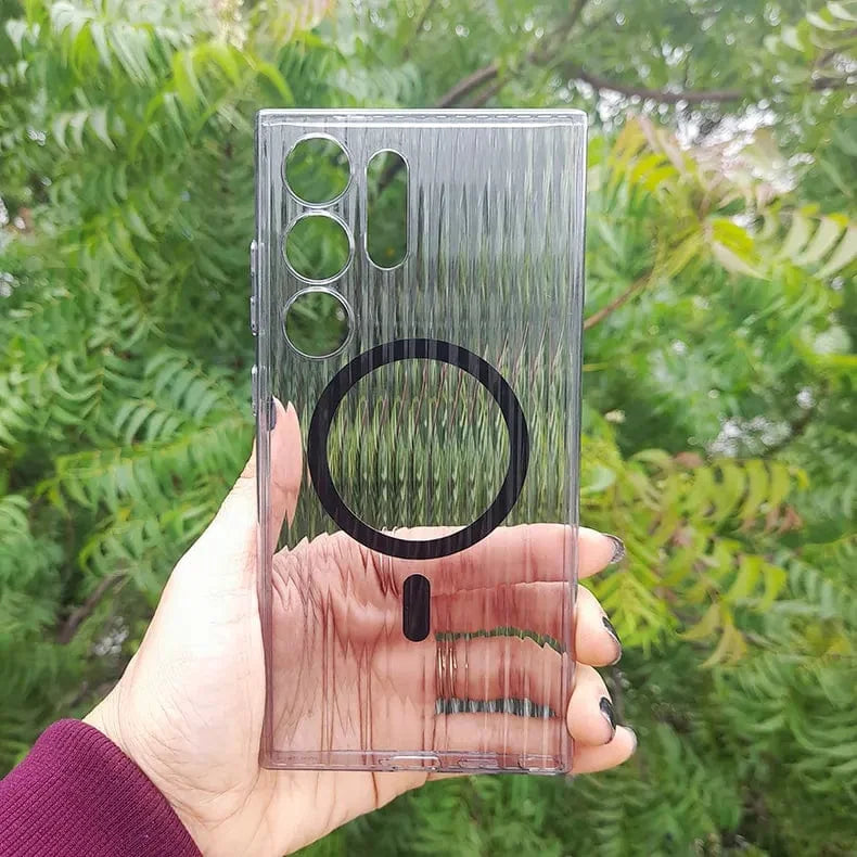 Fluted Texture MagSafe Transparent Case for Samsung S23 Ultra