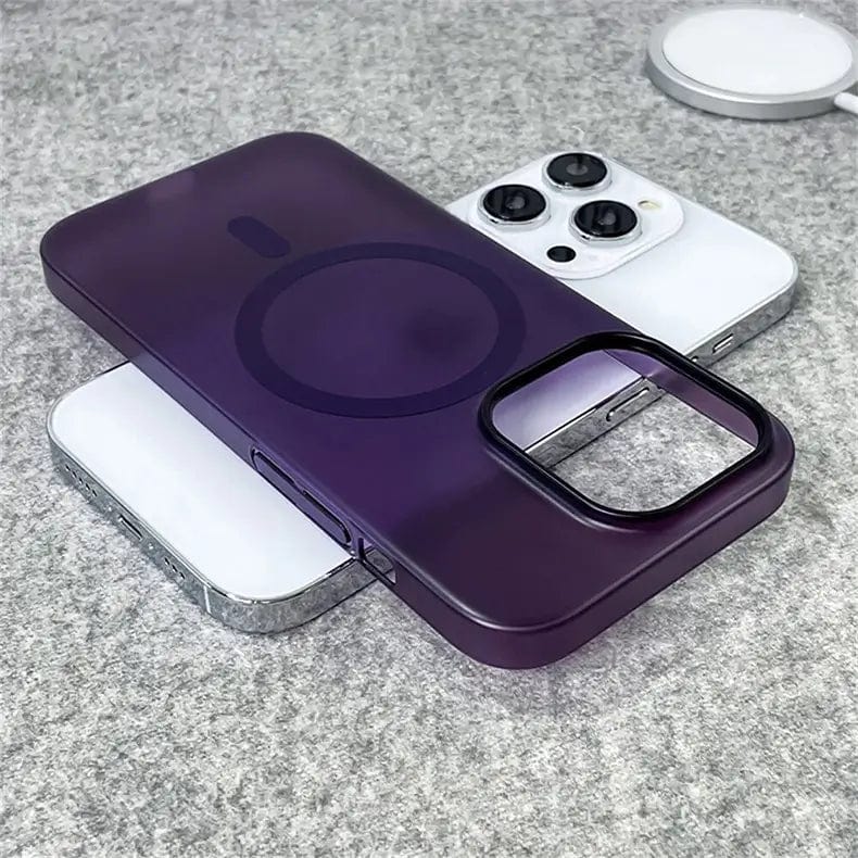 Frosted Ultra-thin Slim Matte MagSafe Case for iPhone Back Cases iPhone 14 Pro / Deep Purple / With MagSafe