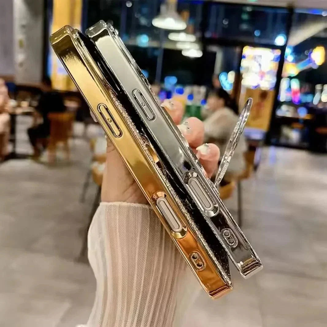 Glitter Bling Diamond Mirror Stand Magnetic Case for iPhone 15