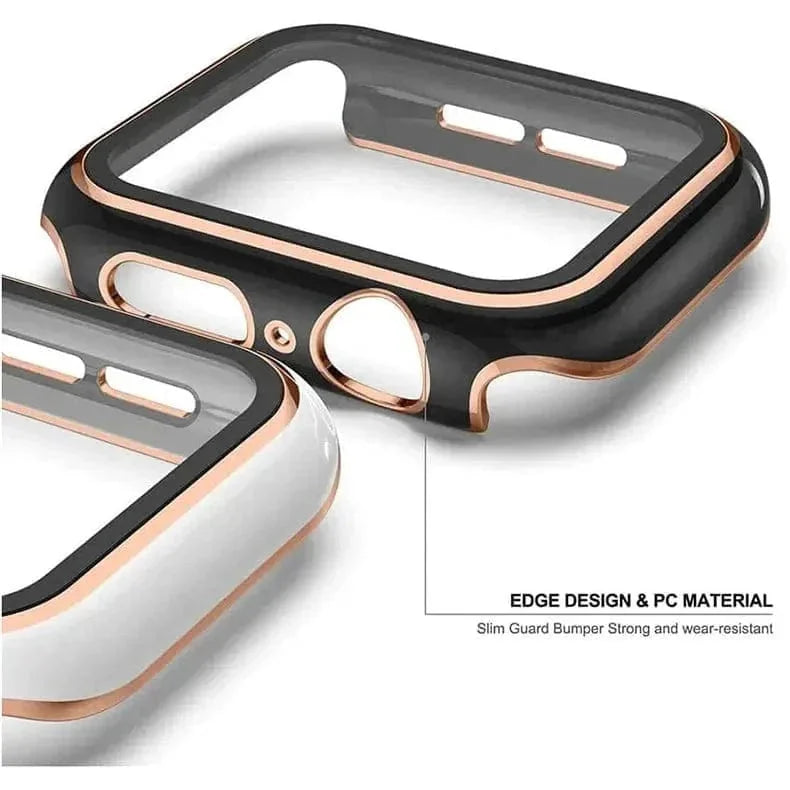 Glossy Chrome Hard PC Built-in Glass Cover for Apple Watch 41mm