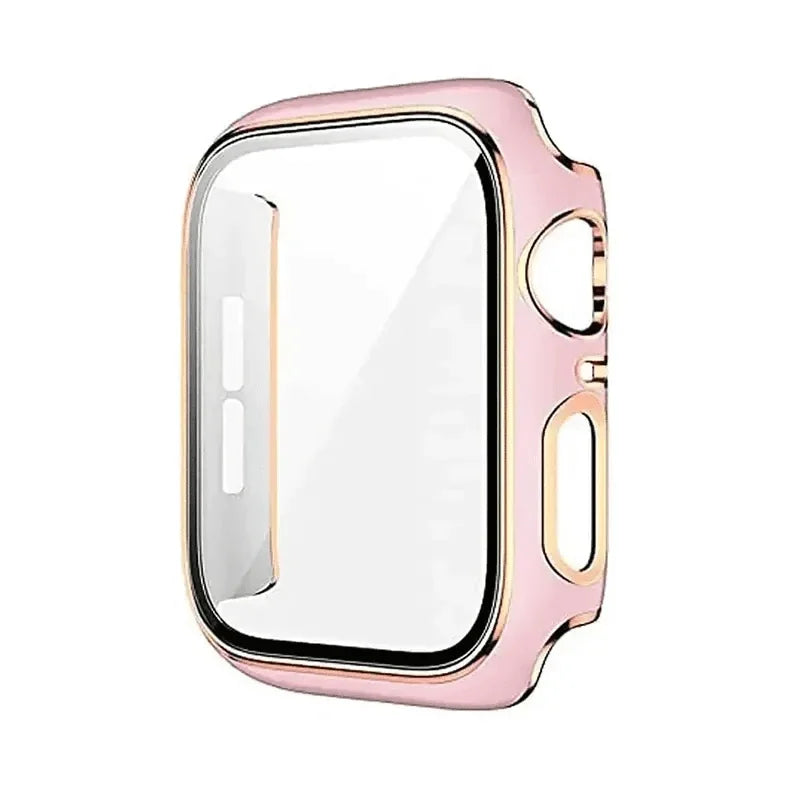 Glossy Chrome Hard PC Built-in Glass Cover for Apple Watch 41mm