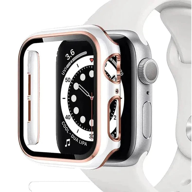 Glossy Chrome Hard PC Built-in Glass Cover for Apple Watch 44mm