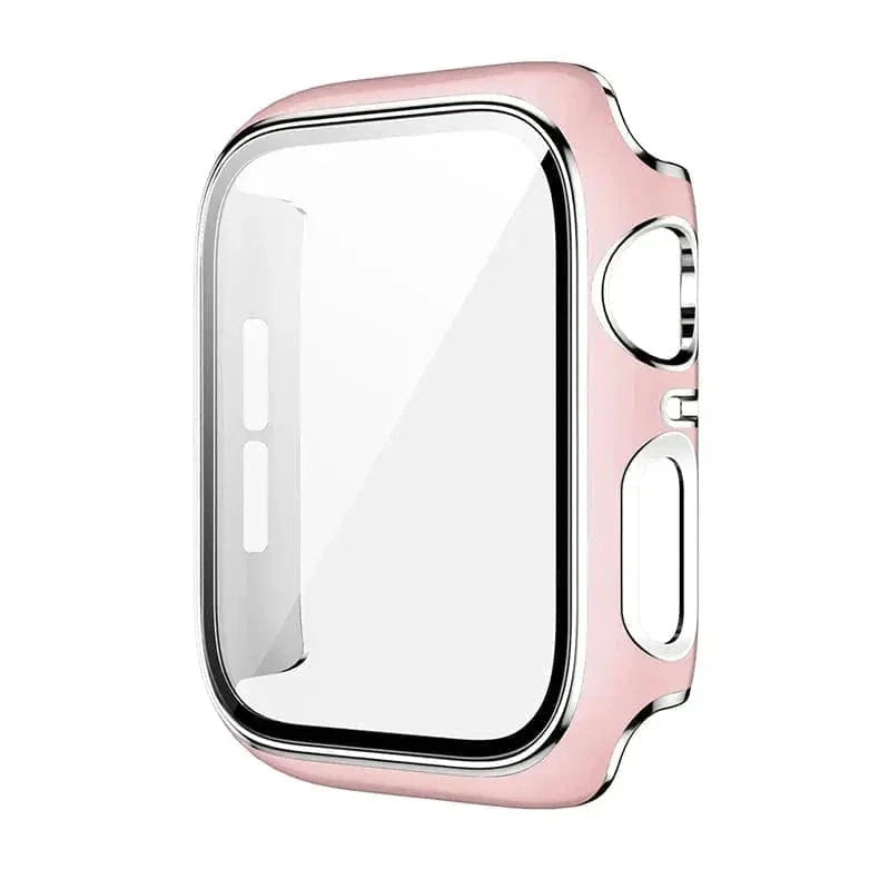 Glossy Chrome Hard PC Built-in Glass Cover for Apple Watch 45mm