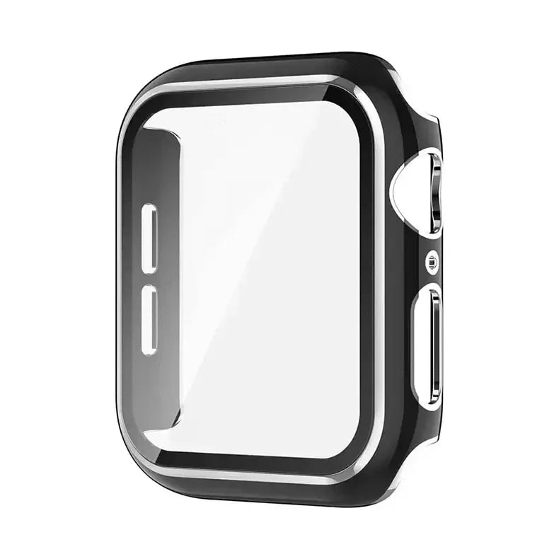 Glossy Chrome Hard PC Built-in Glass Cover for Apple Watch 45mm