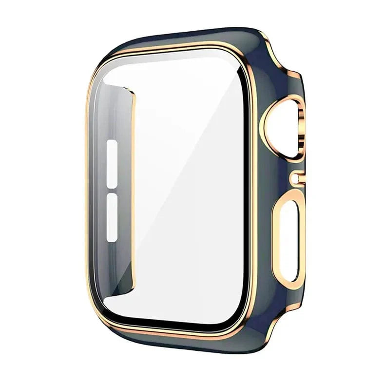 Glossy Chrome Hard PC Built-in Glass Screen Protector Watch Case for Apple Watch