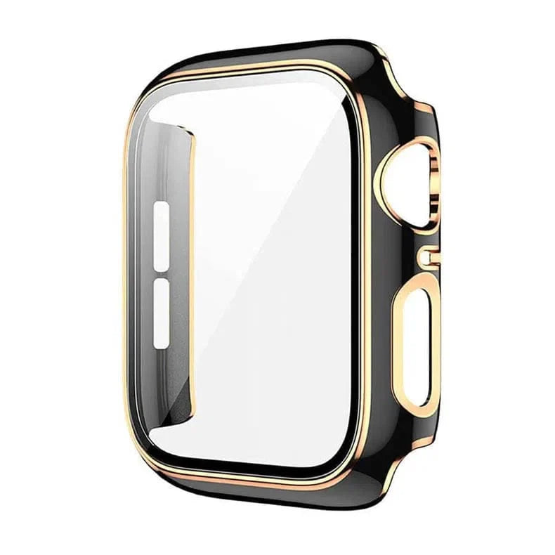 Glossy Chrome Hard PC Built-in Glass Screen Protector Watch Case for Apple Watch