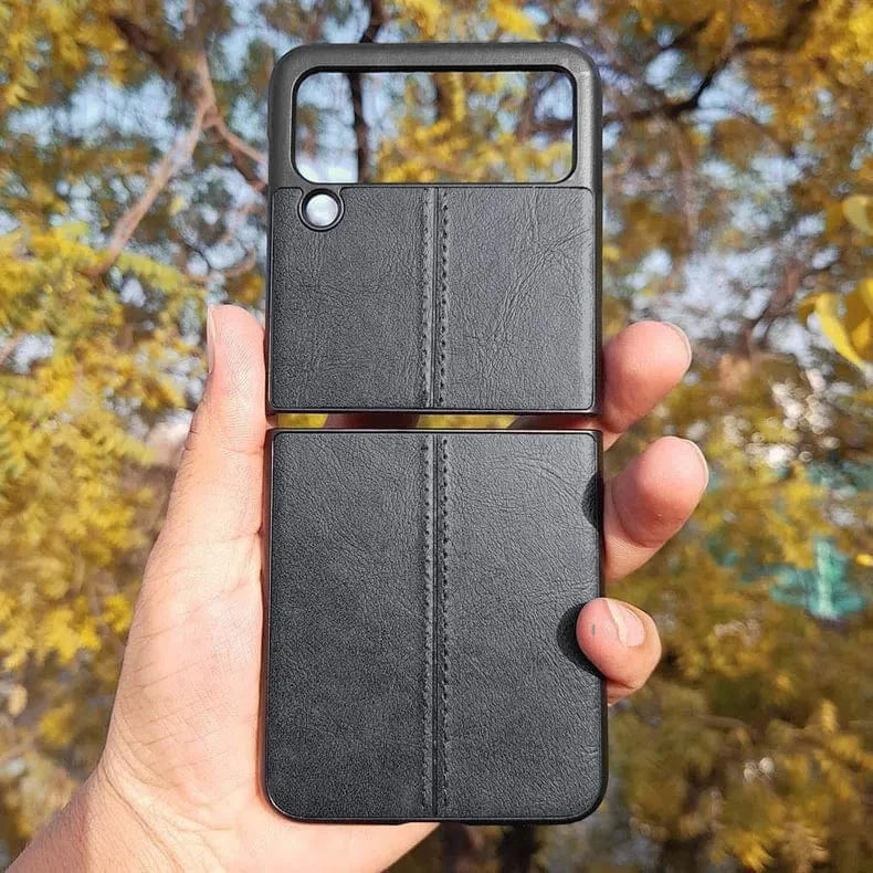 Glossy Stitched Leather Case for Samsung Z Flip4