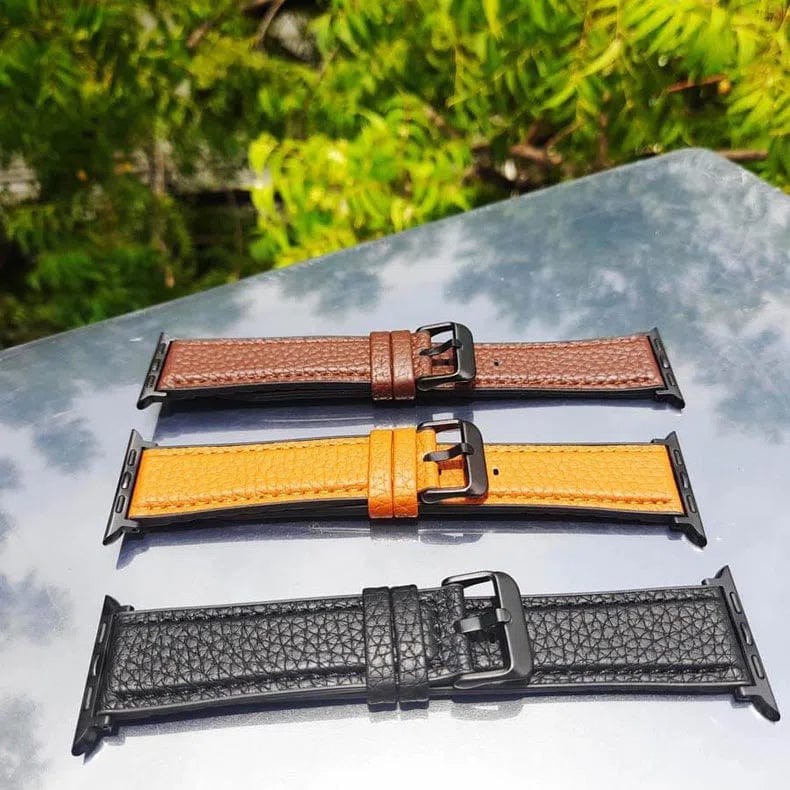 Grainy Leather Texture Silicone Rubber Band for Apple Watch Watch Bands