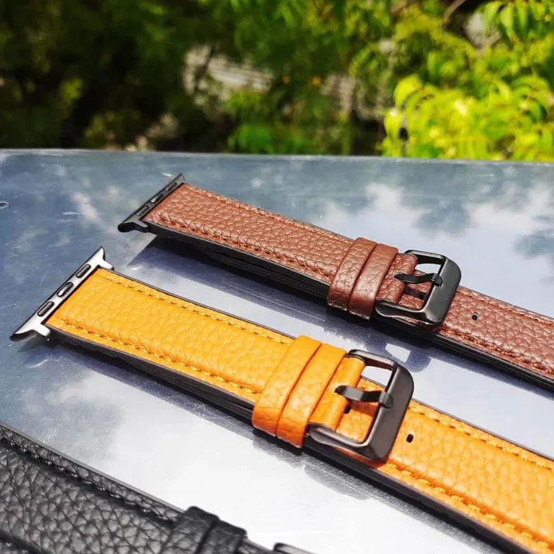 Grainy Leather Texture Silicone Rubber Band for Apple Watch Watch Bands