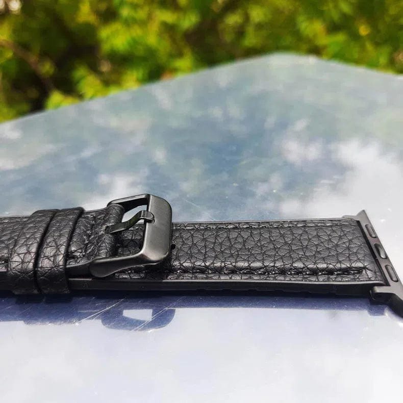 Grainy Leather Texture Silicone Rubber Watch Band for Apple Watch