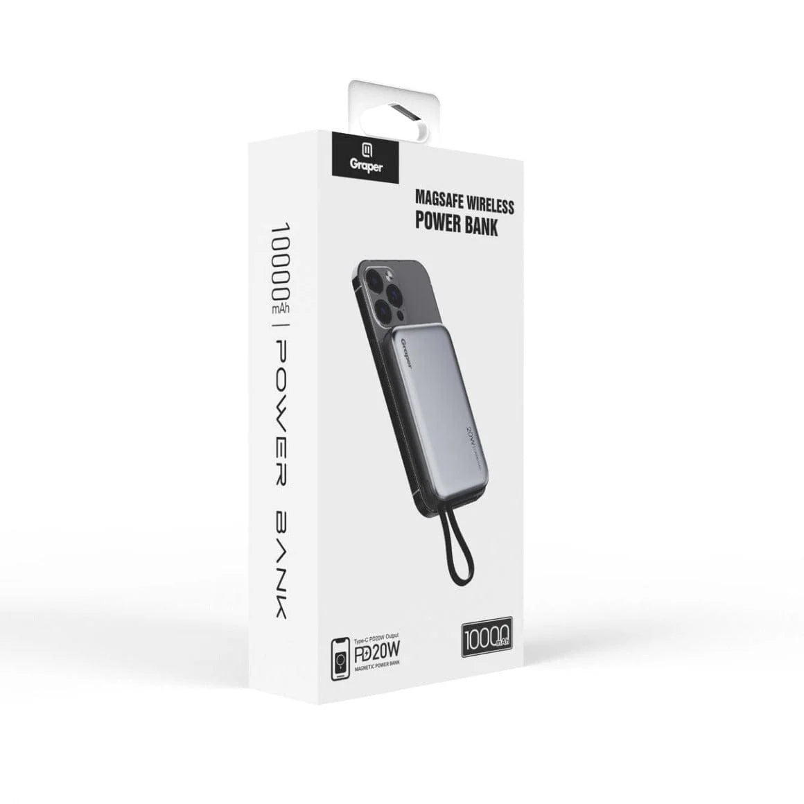 Graper 20W 10000mAh Wireless Power Bank | Fast Charging Type-C PD Portable Charger