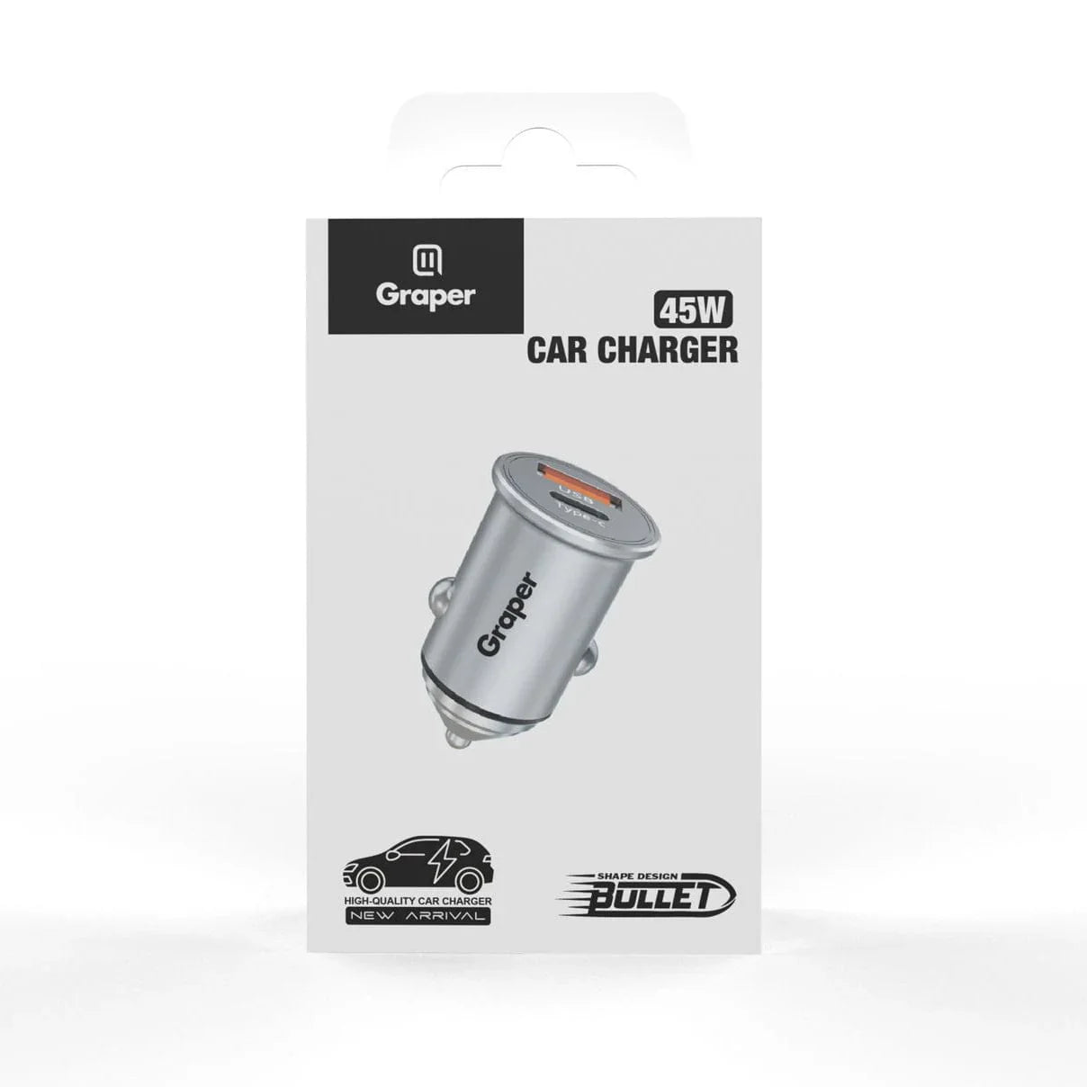 Graper 45W Fast Car Charger Type-C + USB-A GRCH003
