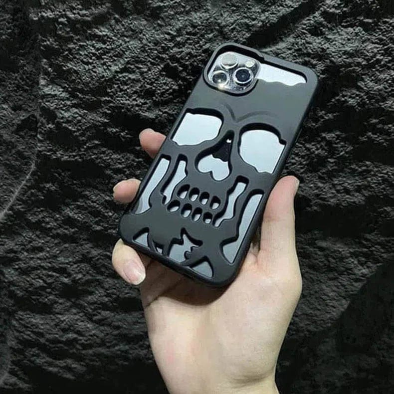 Hollow Skull Design Soft Case for iPhone Back Cases iPhone 15 Plus / Black