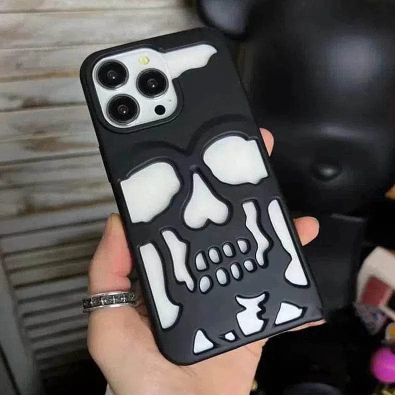 Hollow Skull Design Soft Case for iPhone Back Cases iPhone 15 Pro Max / Black