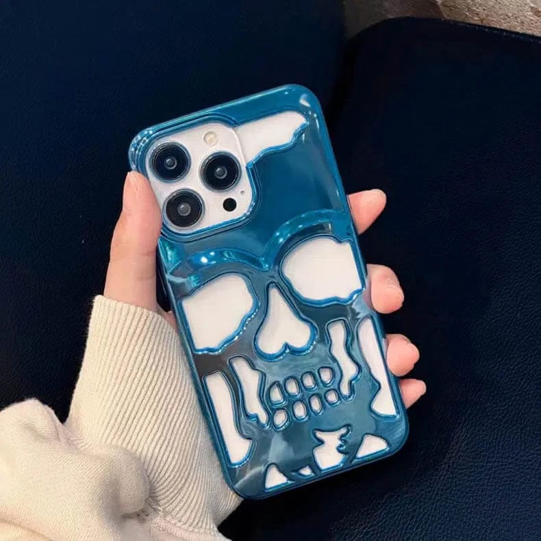 Hollow Skull Design Soft Case for iPhone Back Cases iPhone 13 Pro Max / Blue