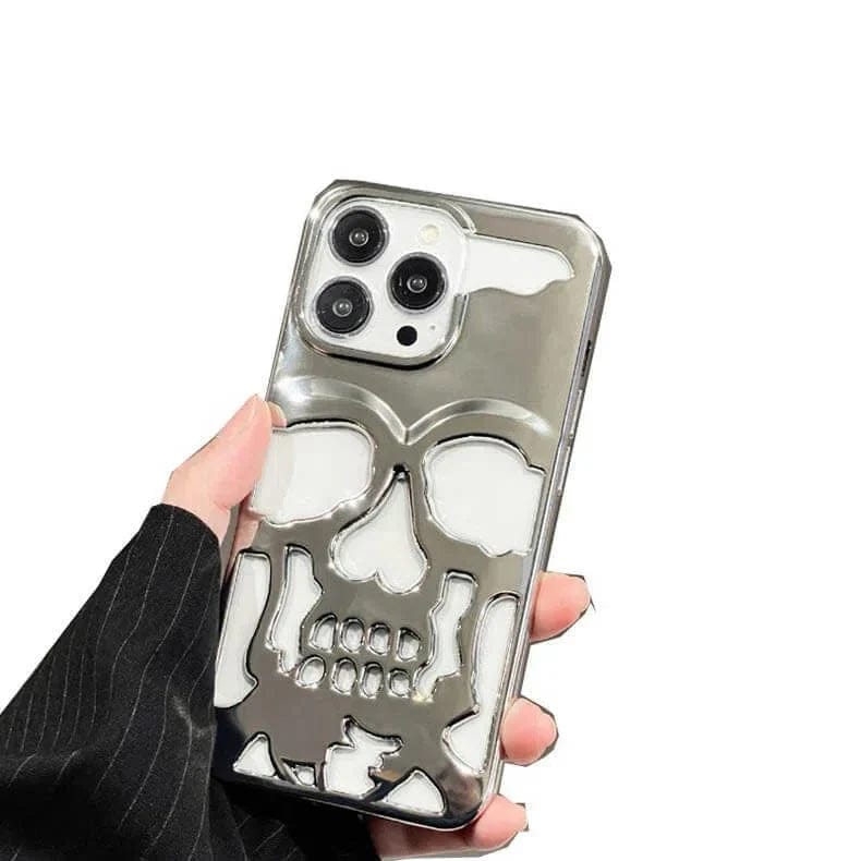 Hollow Skull Design Soft Case for iPhone Back Cases iPhone 14 / Silver