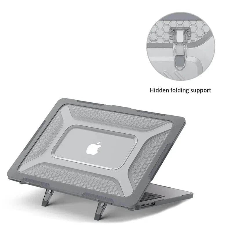 Honeycomb Heavy Duty Fold Kickstand with TPU Bumper Hard Case for MacBook