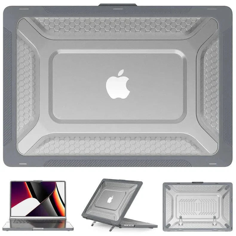 Honeycomb Heavy Duty Fold Kickstand with TPU Bumper Hard Case for MacBook