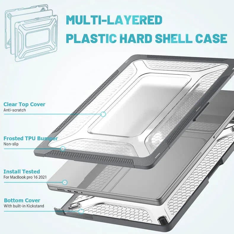 Honeycomb Heavy Duty Fold Kickstand with TPU Bumper Hard Case for MacBook