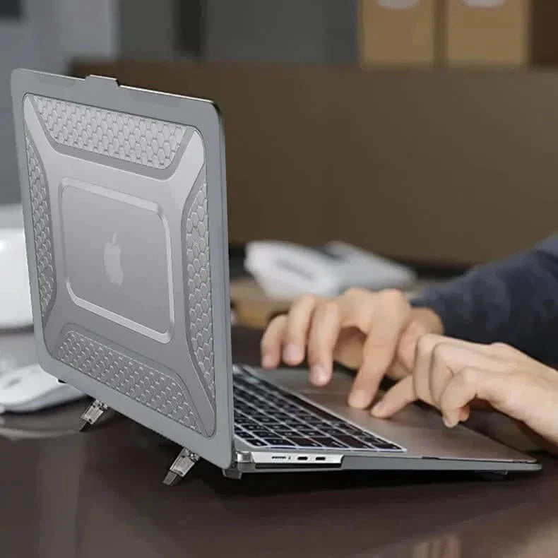 Honeycomb Heavy Duty Fold Kickstand with TPU Bumper Hard Case for MacBook