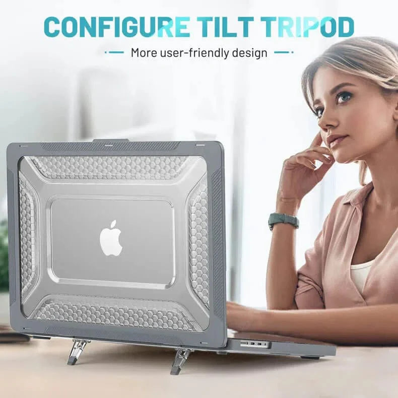 Honeycomb Heavy Duty Fold Kickstand with TPU Bumper Hard Case for MacBook