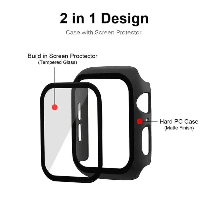in-build Glass Matte Protective Case for Apple Watch 44mm