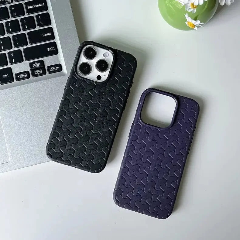 Interlocking Pattern Soft TPU Matte Case for iPhone 14 Pro
